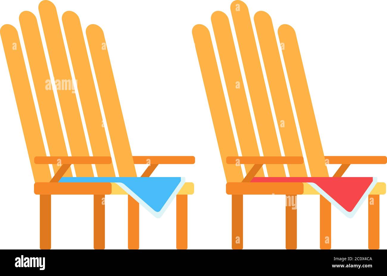 Wooden picnic chairs vector icon flat isolated Stock Vector