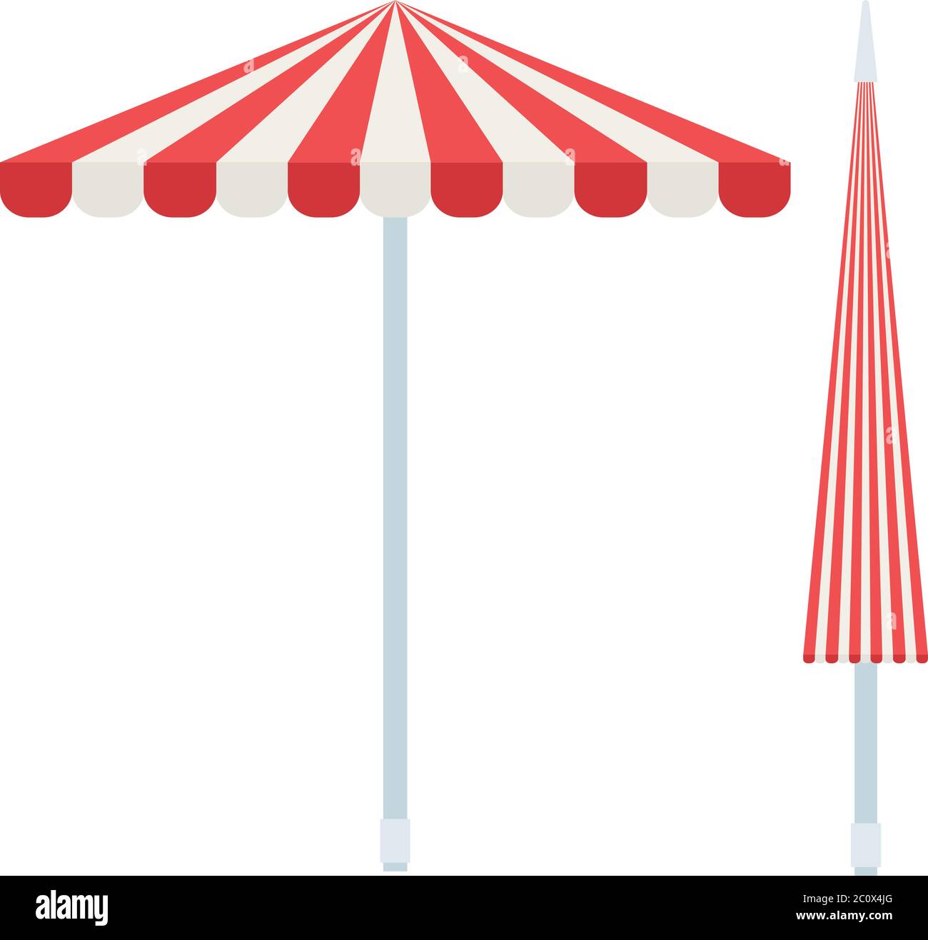 Striped beach umbrellas vector icon flat isolated Stock Vector