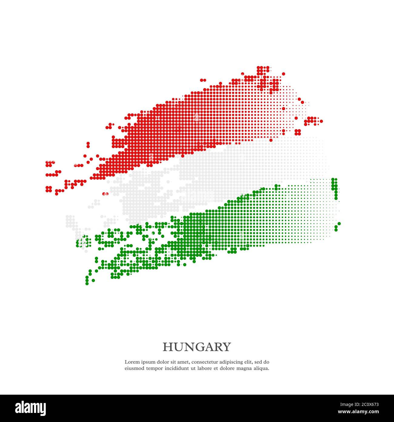 Hungary flag with halftone effect, grunge texture. Stock Vector