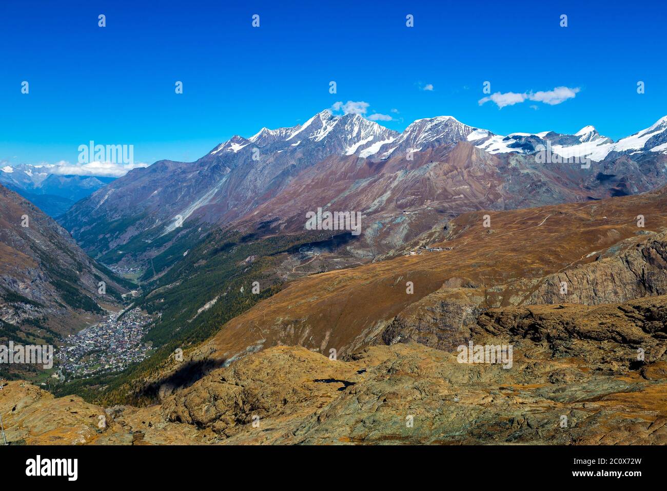 Swiss alps mountain snow aerial valley hi-res stock photography and ...