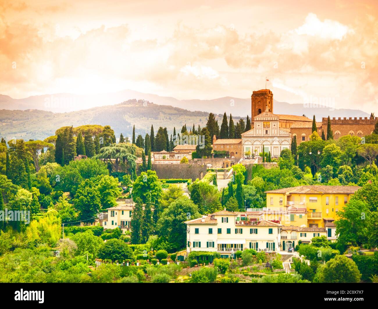 Basilica San Miniato al Monte in Florence, Tuscany, Italy. Stock Photo