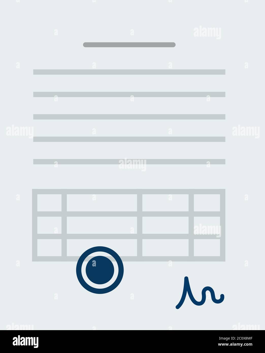 Document with stamp and signature vector icon flat isolated Stock Vector