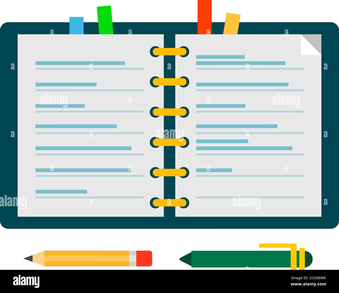 Open sketchpad with color tabs vector icon flat isolated Stock Vector