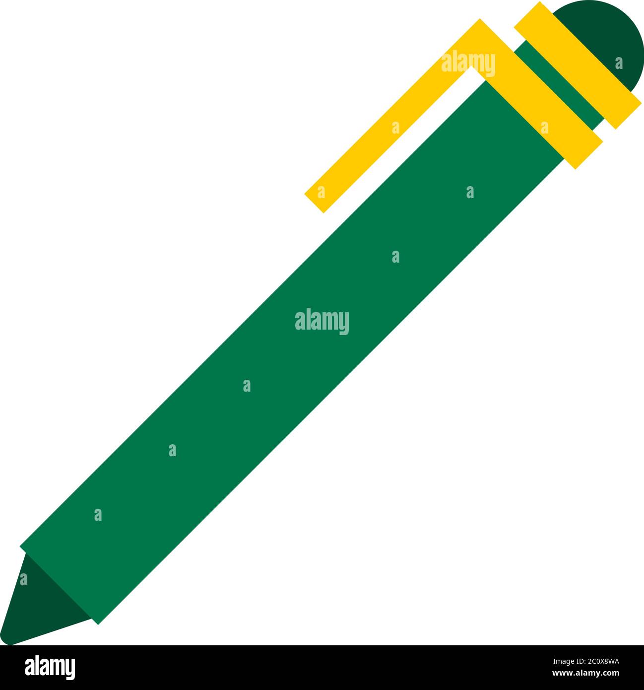 Green ballpoint pen vector icon flat isolated Stock Vector