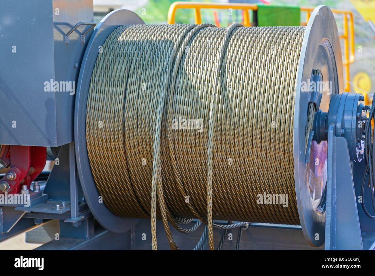 Cable Wire Reel Spool at Construction Crane Stock Photo - Alamy