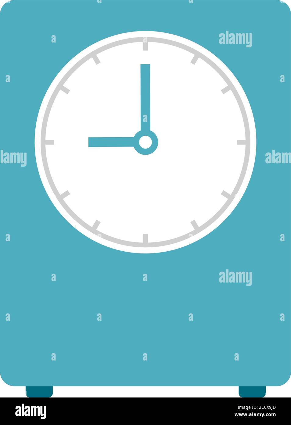 Green bedside alarm clock vector icon flat isolated Stock Vector
