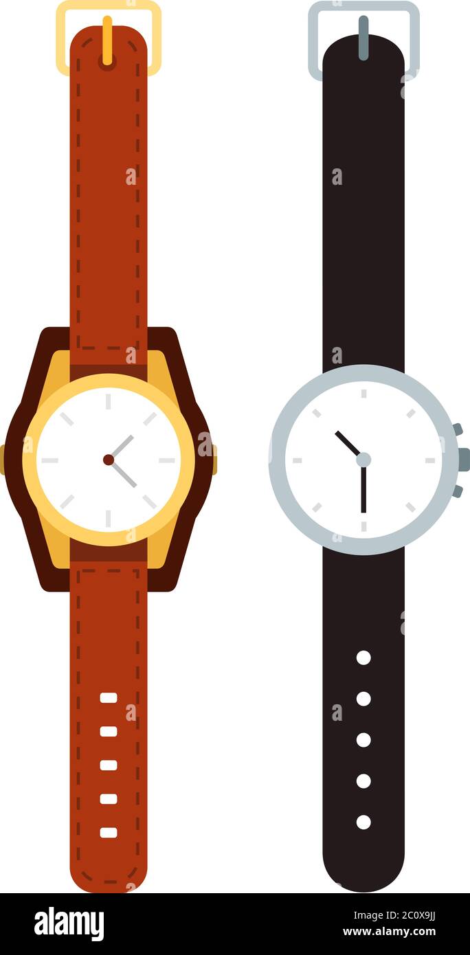 Wristwatch with leather straps vector icon flat isolated Stock Vector
