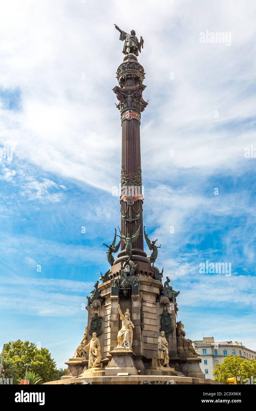 Monument of Christopher Columbus in Barcelona Stock Photo