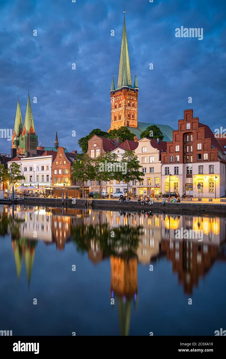Old town of Lubeck, Germany at night Stock Photo
