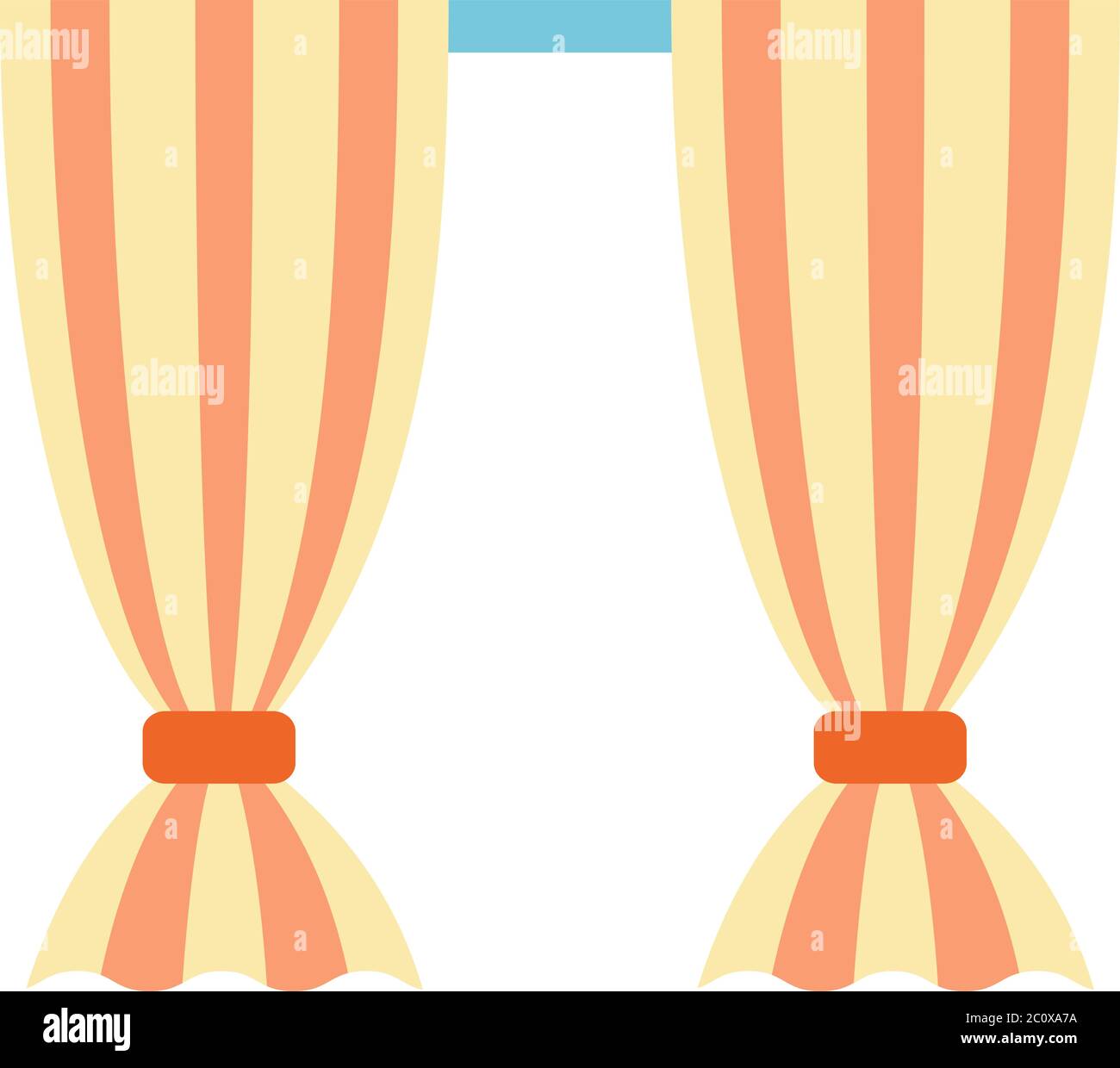 Striped curtains with cornice vector icon flat isolated Stock Vector