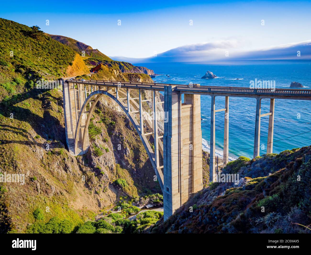 Bixby Creek Bridge,Highway 1 and Big Sur coast California. Bixby Canyon ...