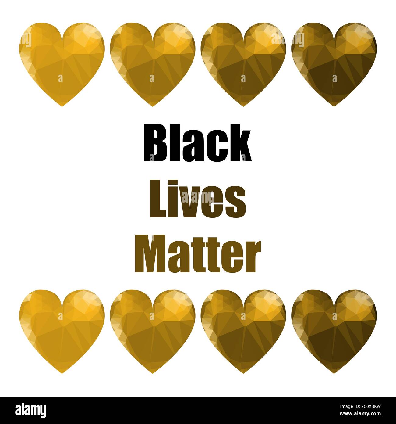 Black Lives Matter Banner with Hearts for Protest on White Background ...
