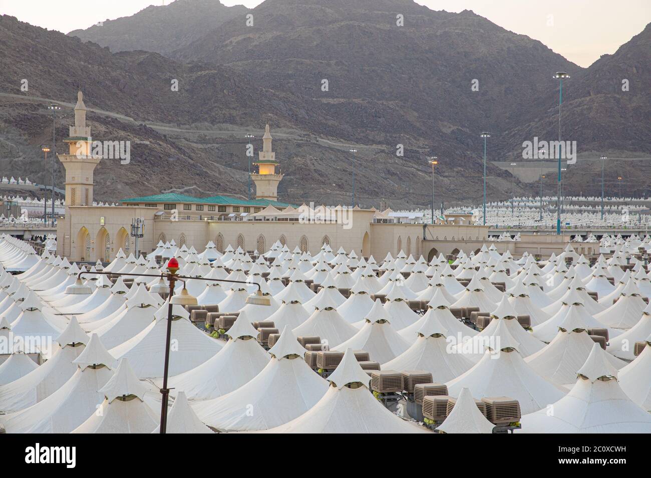 Makkah, Saudi Arabia Landscape of Mina, City of Tents, the area for hajj pilgrims to camp