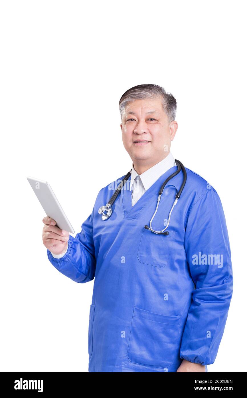 Portrait happy old doctor hi-res stock photography and images - Alamy