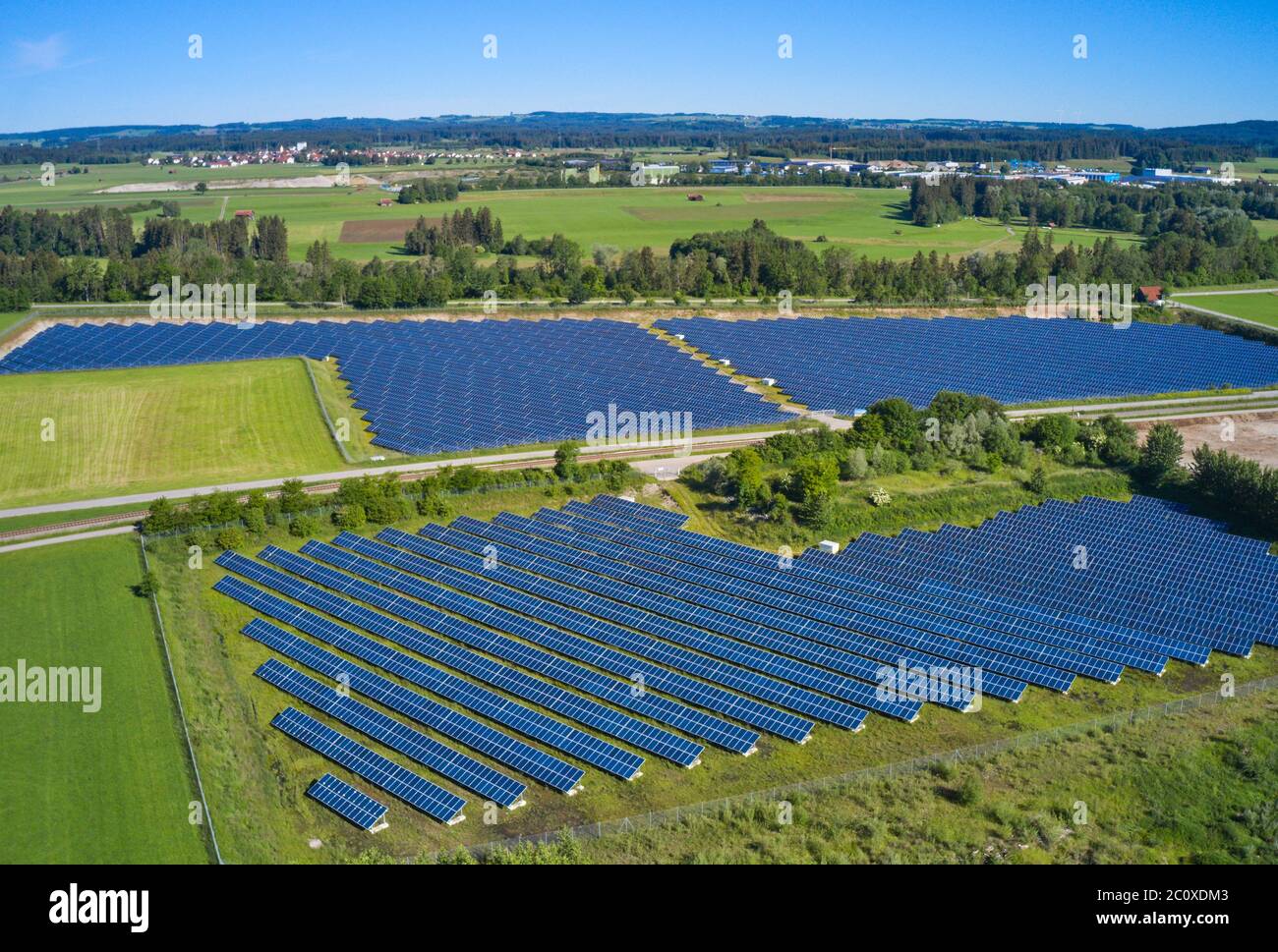 Marktoberdorf, Germany, 12th June 2020  Photovoltaik field for power generation with the power of the sun © Peter Schatz / Alamy Stock Photos Stock Photo