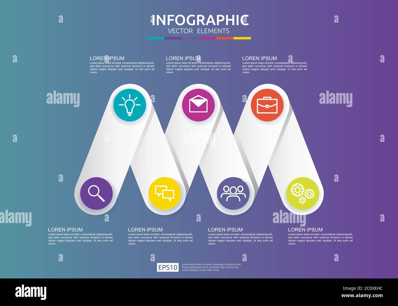 Infographic element design template for presentation, diagram, workflow, annual report. Business data visualization connection timeline info Stock Vector