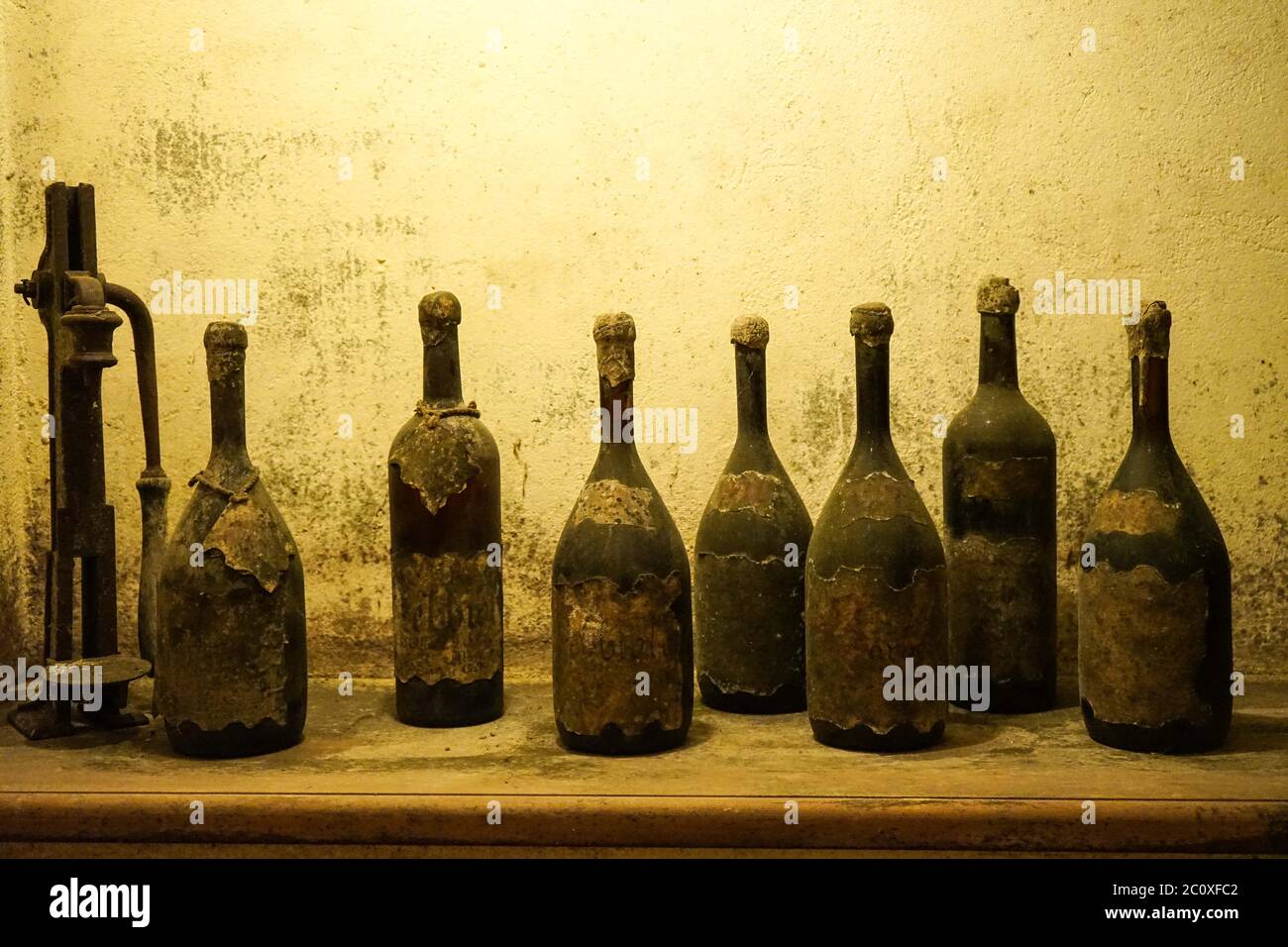 Old wine bottles in a wine cellar Stock Photo Alamy