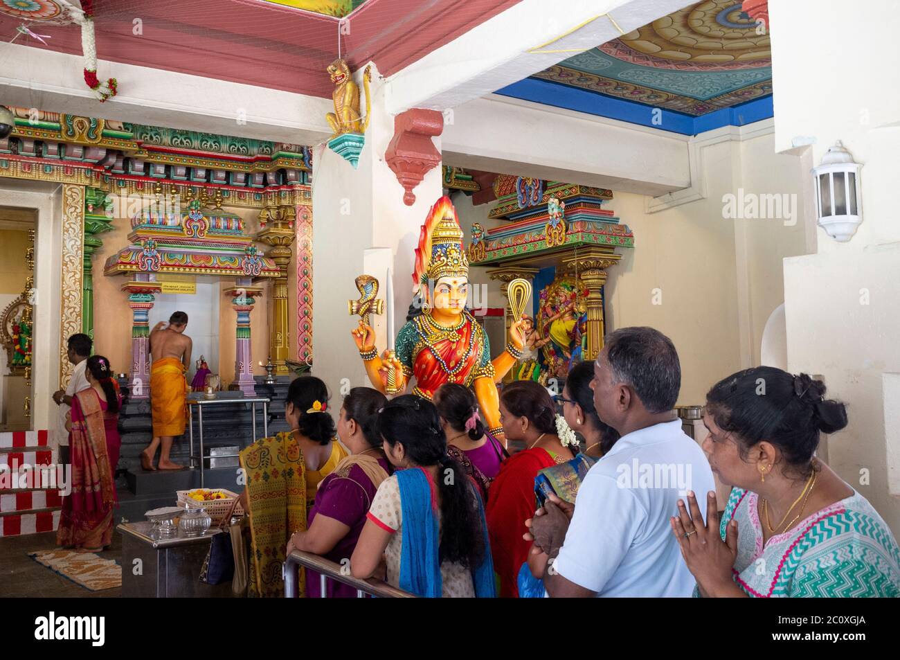 Hindu religious ceremony. Sri Mariamman Temple. Chinatown. Singapore Stock Photo