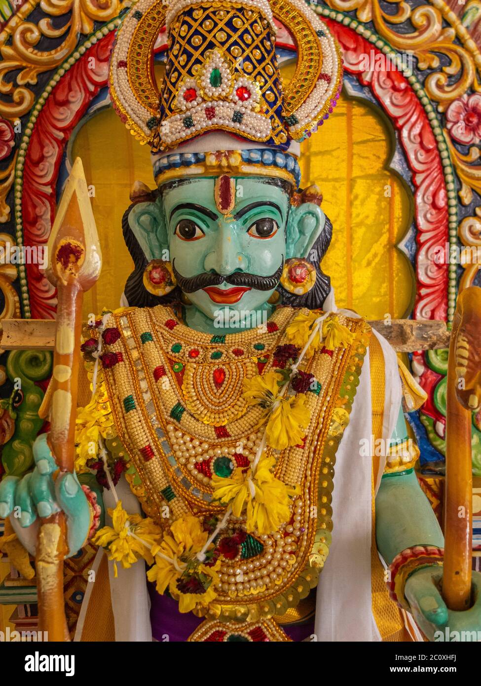 Hindu murti (deity or ceremonial statues). Sri Mariamman Temple. Chinatown. Singapore Stock Photo