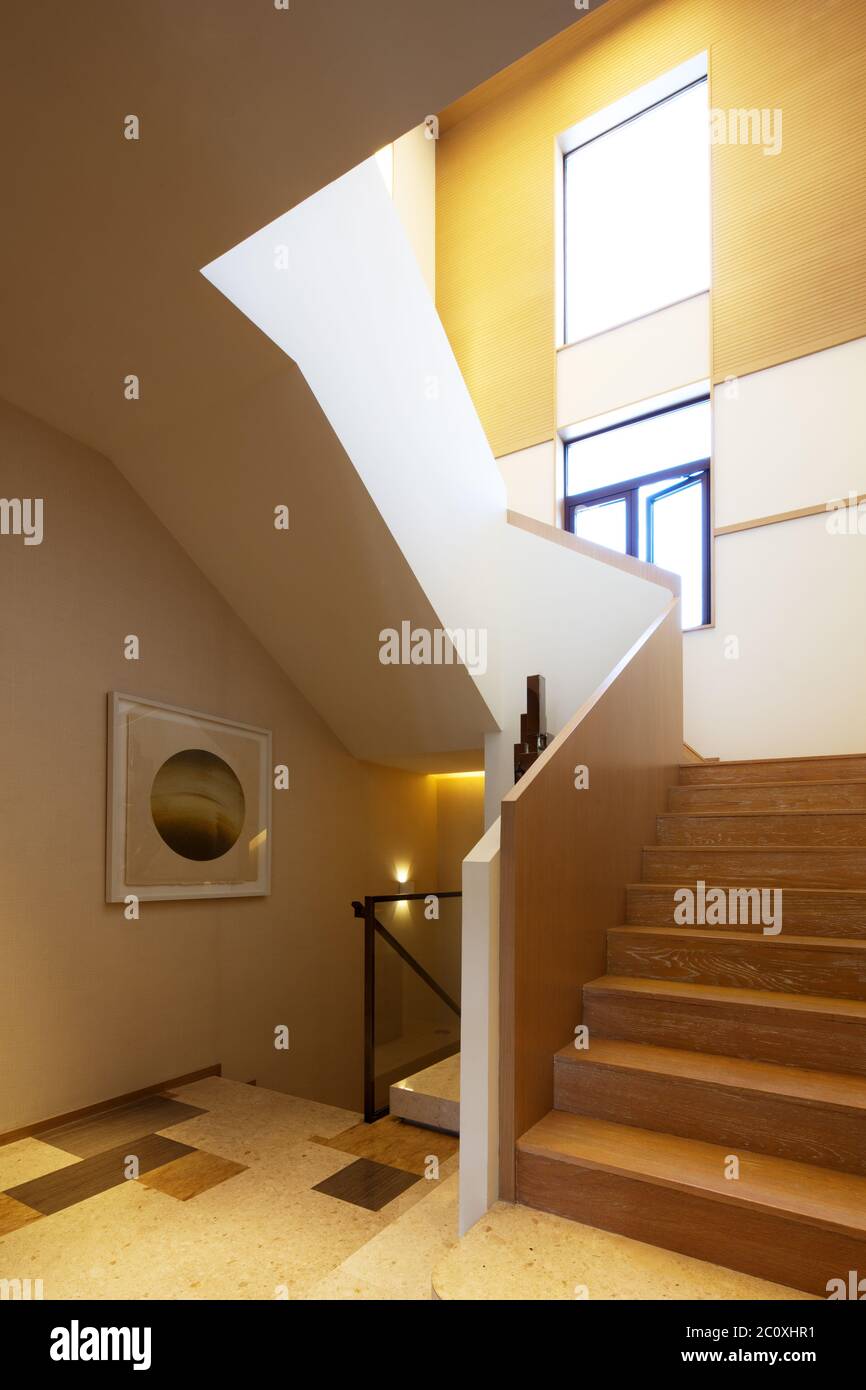 interior of modern wood staircase Stock Photo