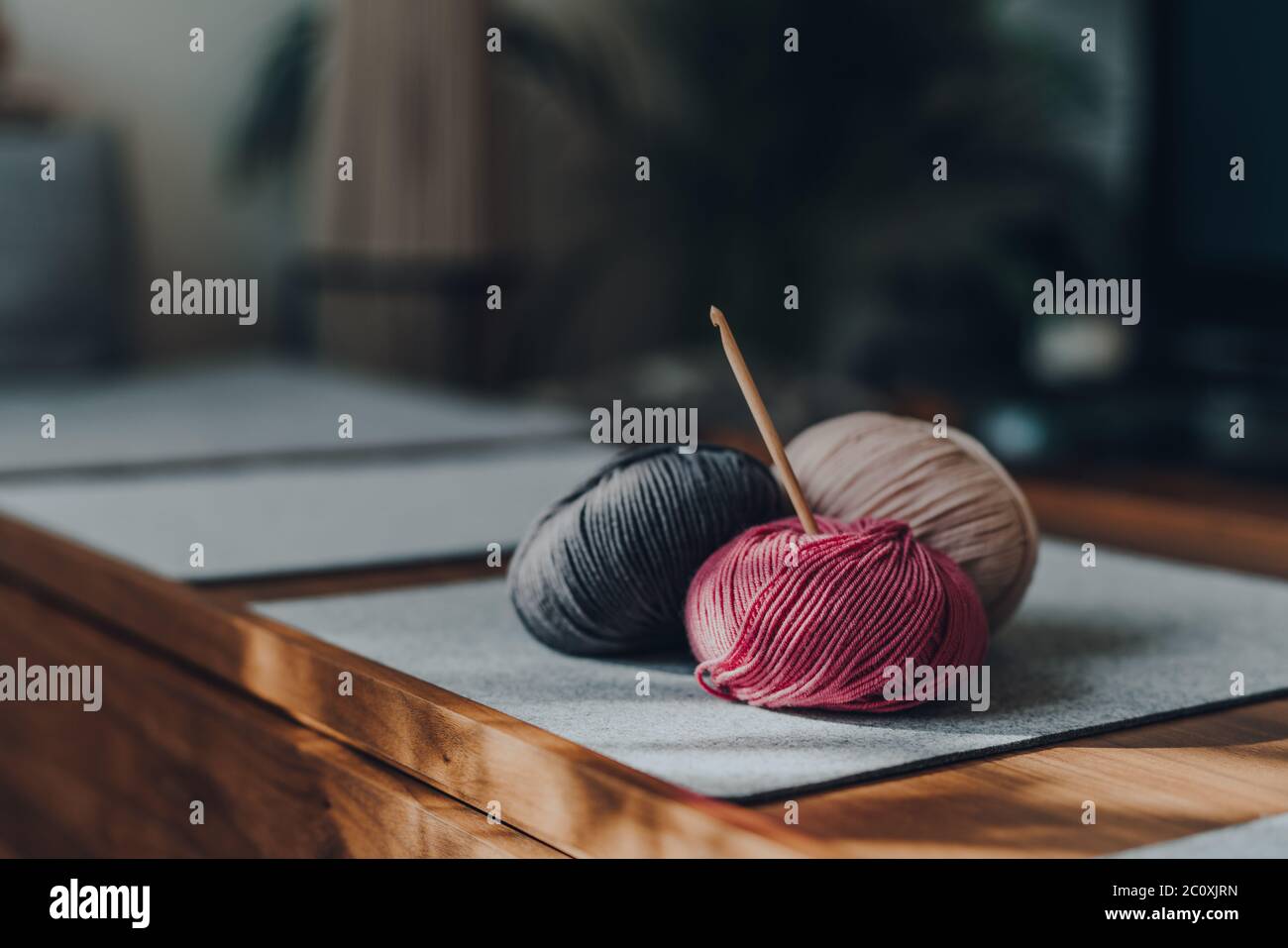 Still life of a knitting needle organizer and finished gray sweater, 2022,  United States Stock Photo - Alamy