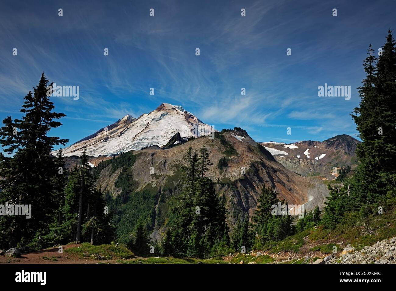 WA16719-00...WASHINGTON - Mount Baker viewed from Artist Point in Heather Meadows Recreation Area of Mount Baker - Snoqualmie National Forest. Stock Photo