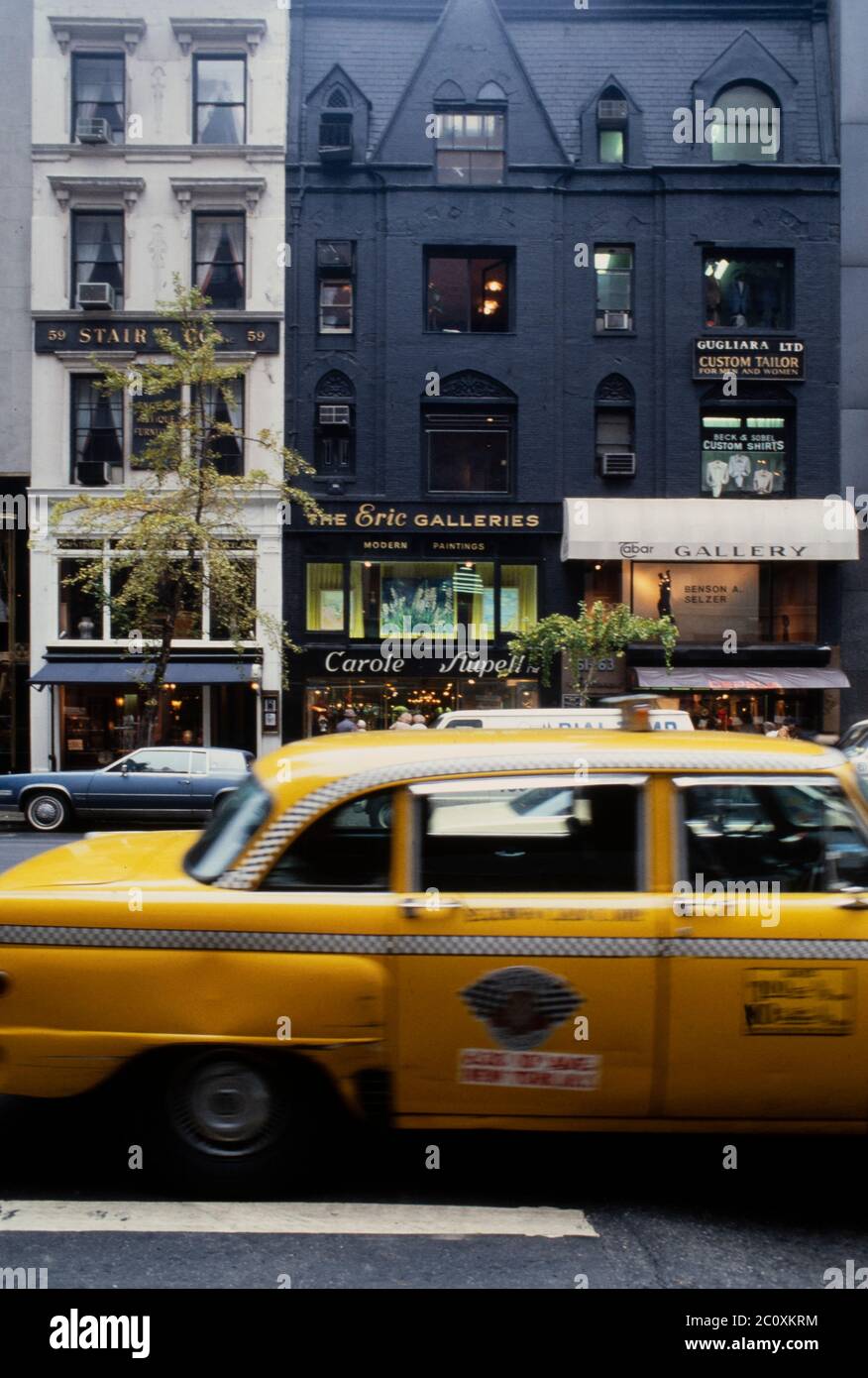 22nd Street with Taxi CAn 1980 Stock Photo