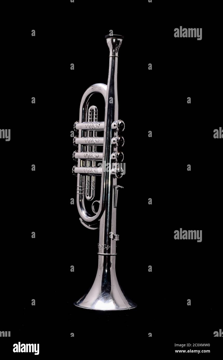 silver toy trumpet