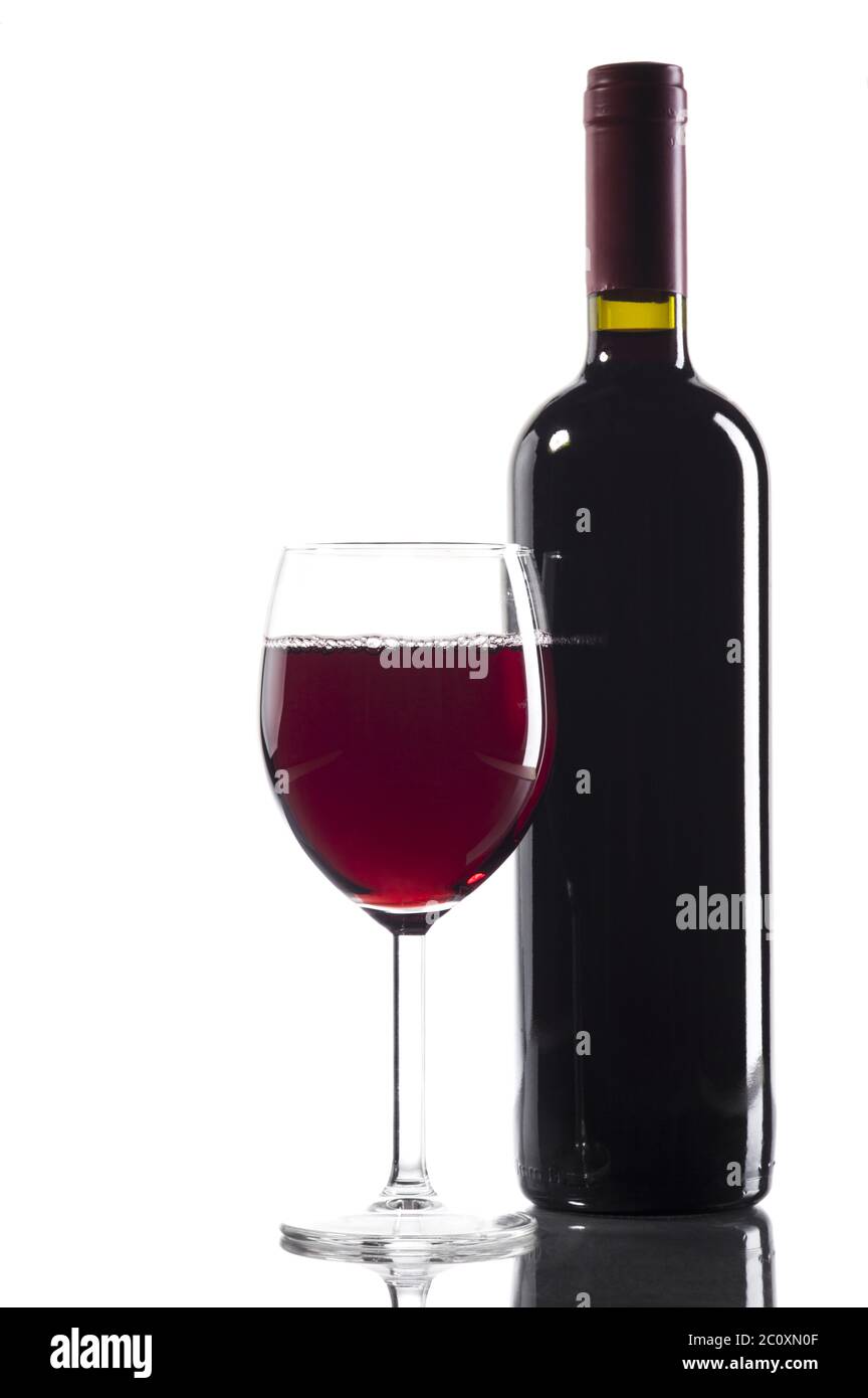Red wine bottle and glass Stock Photo Alamy