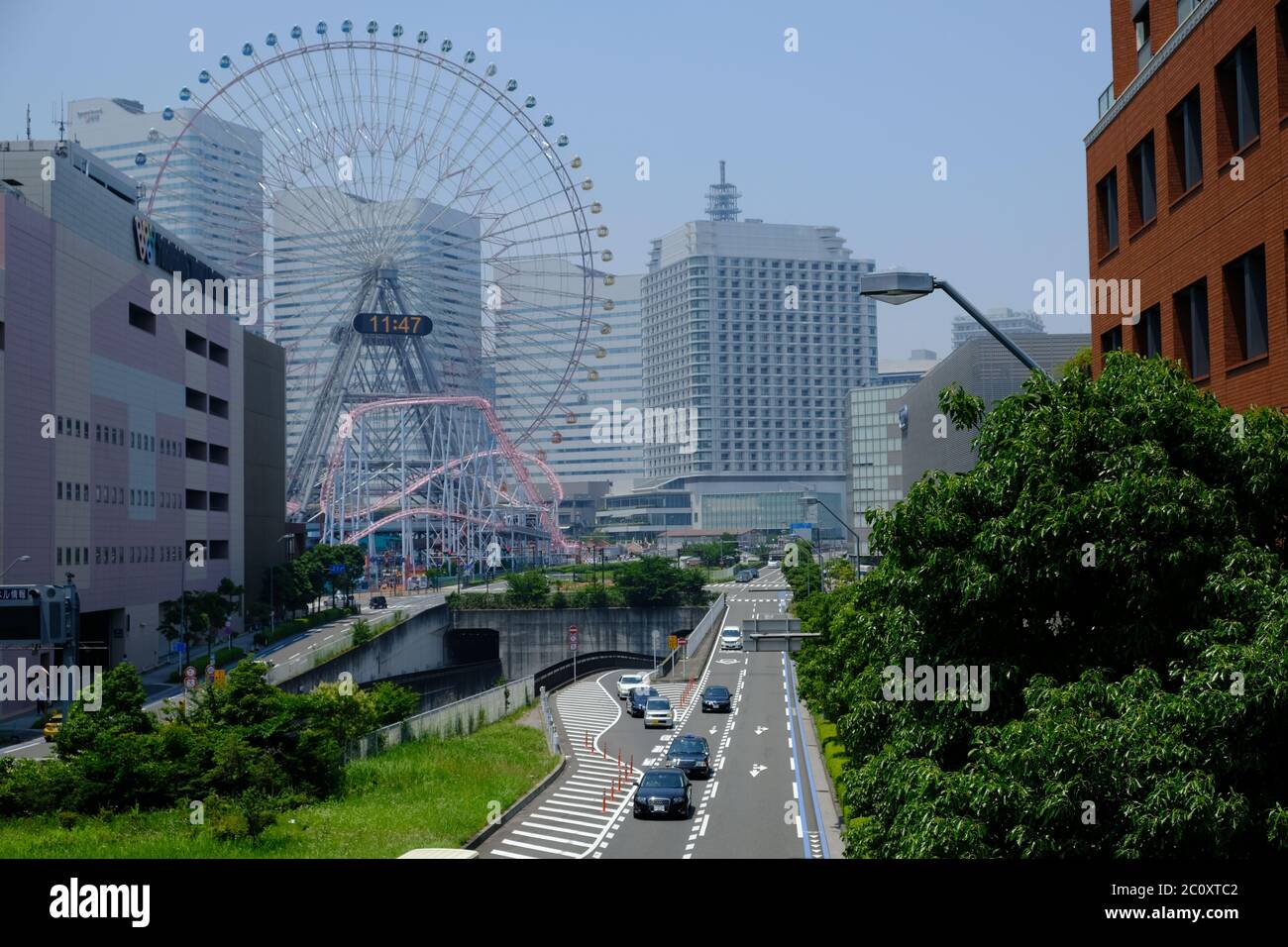 Yokohama Japan - Ferris wheel Cosmo Clock panoramic photo Stock Photo