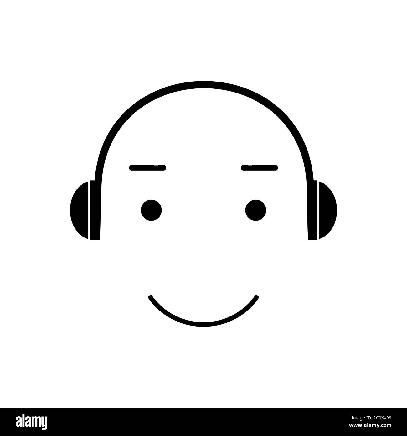 Icon smiley listening to music Stock Photo