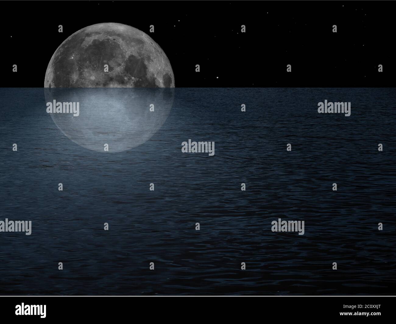 Full moon at sea Stock Photo - Alamy