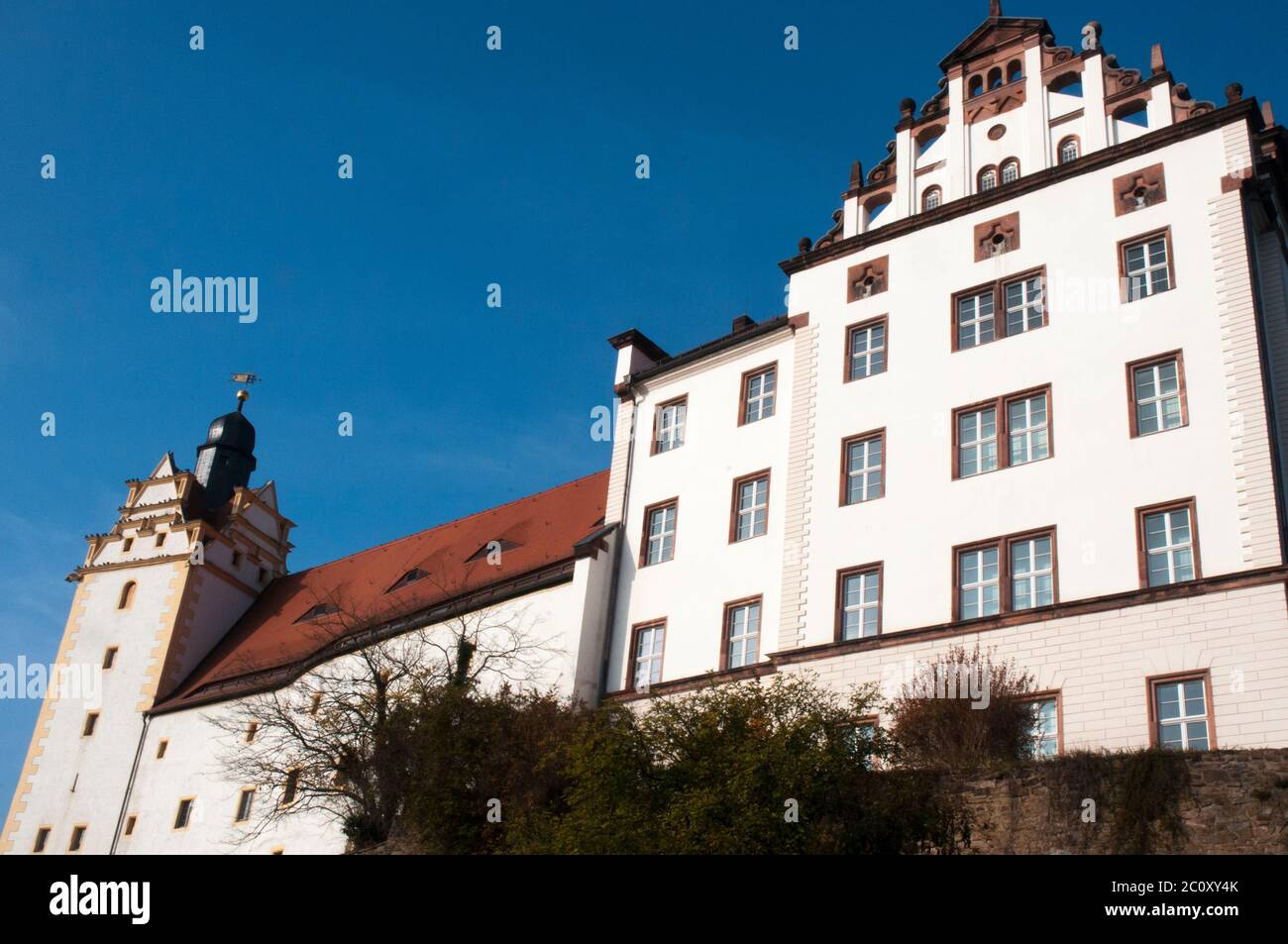 Colditz Castle in Saxony housed a notable German prisoner-of-war camp for captured enemy officers during World War II. Many attempted to escape. Stock Photo