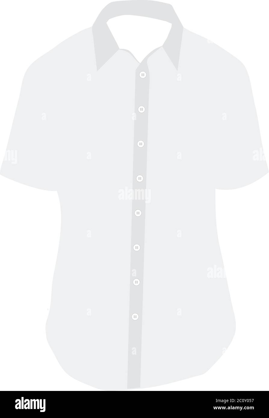 Illustration White Short Sleeve Button Up Dress Shirt Stock Photo