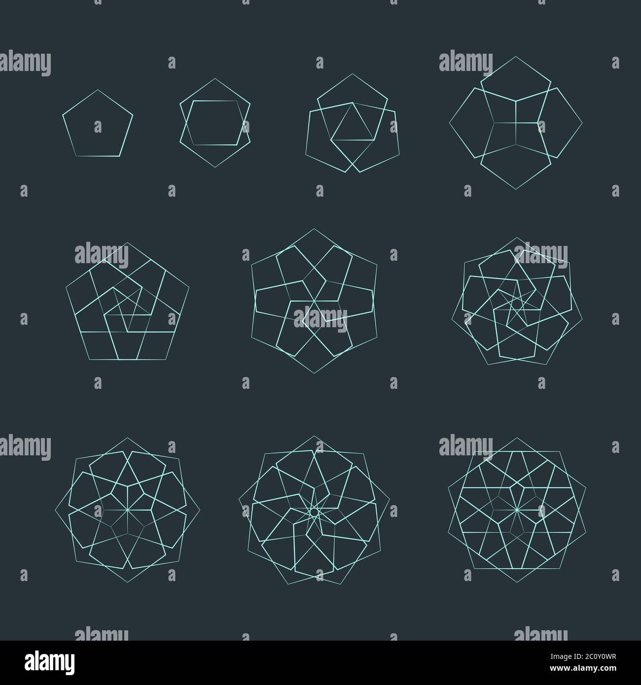 pentagon contour various sacred geometry set Stock Photo Alamy