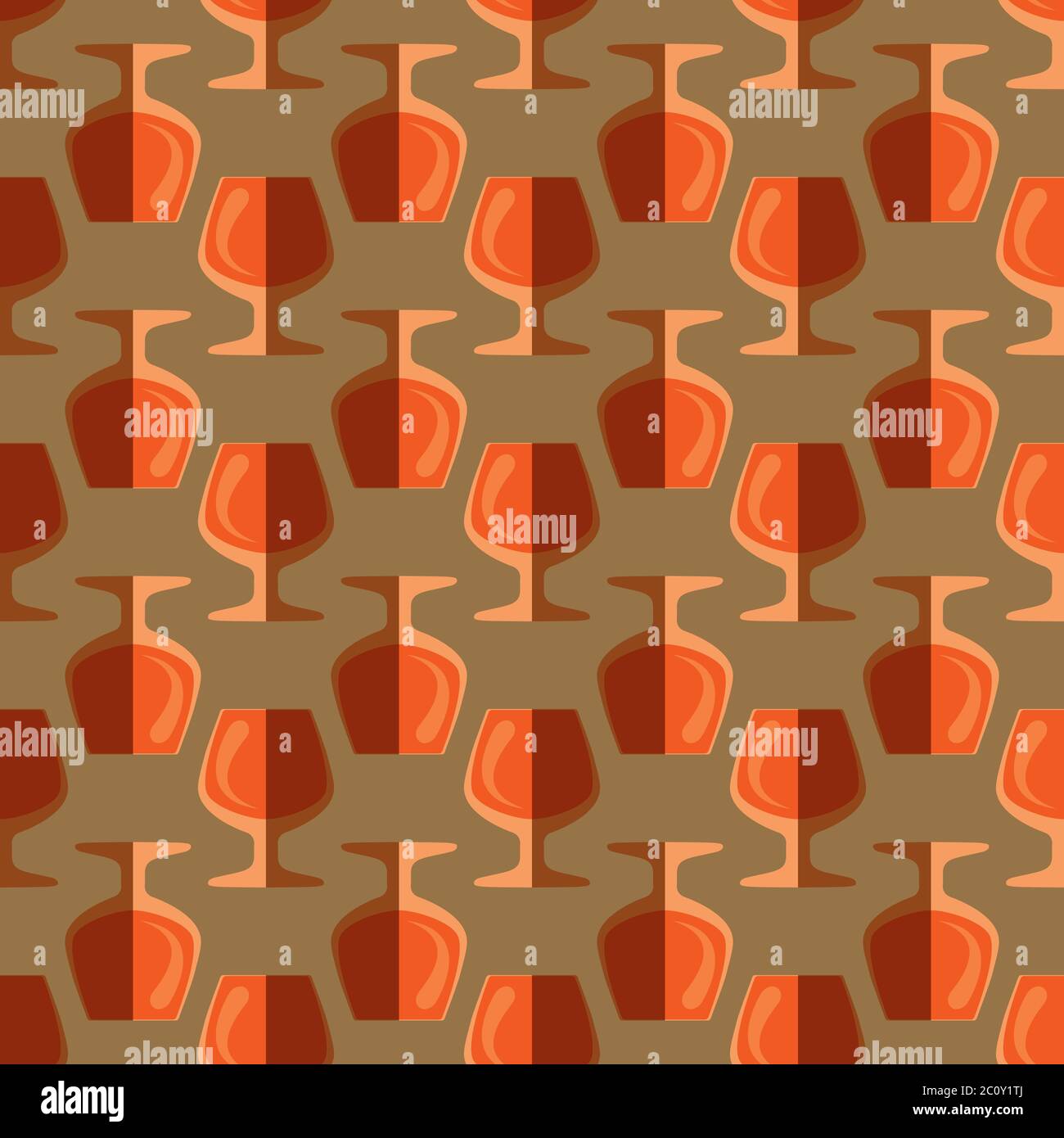 pop art cognac glass seamless pattern Stock Photo