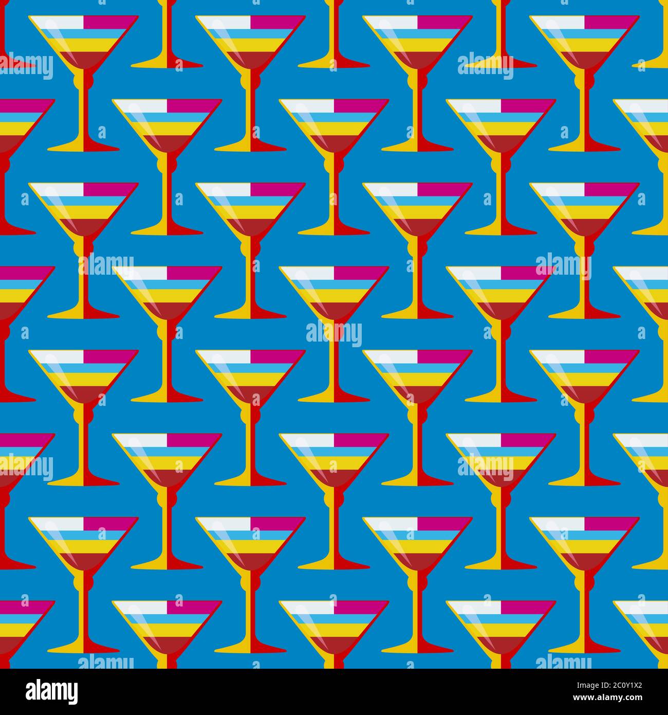 pop art cocktail glass seamless pattern Stock Photo