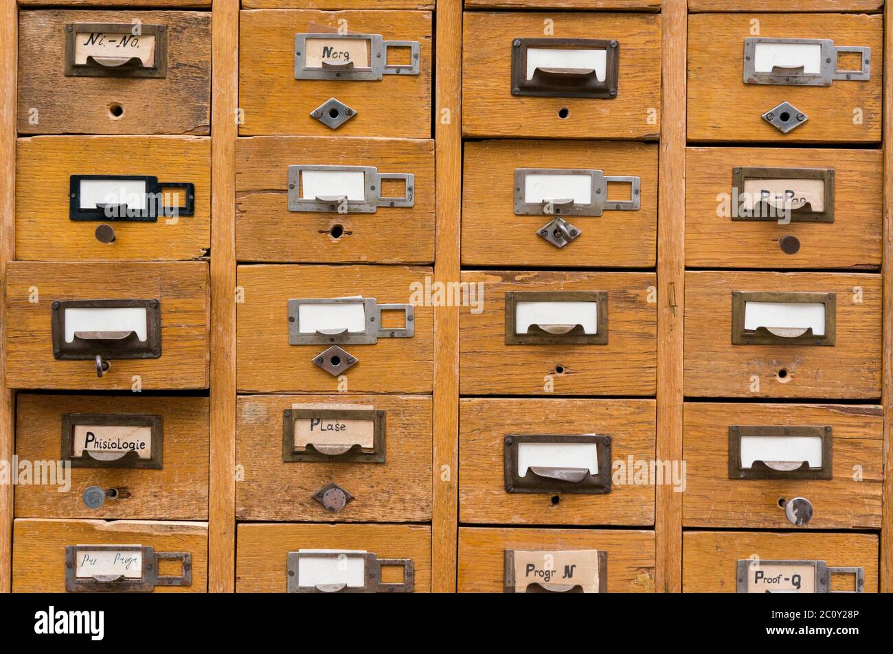 Old wooden card catalog Stock Photo Alamy
