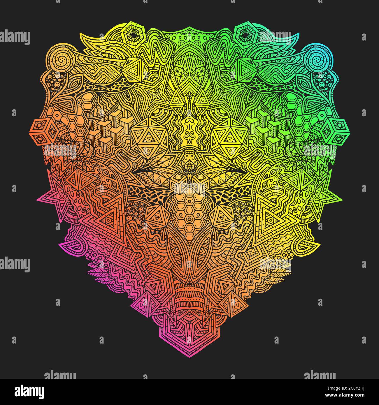 rainbow decorative zentangle illustration Stock Photo