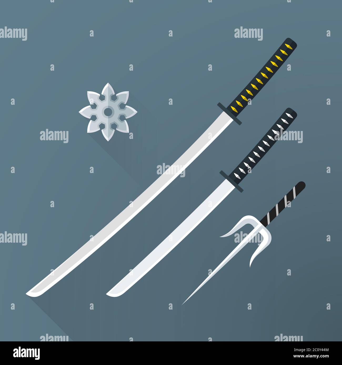 vector flat samurai weapon set illustration icon Stock Photo - Alamy