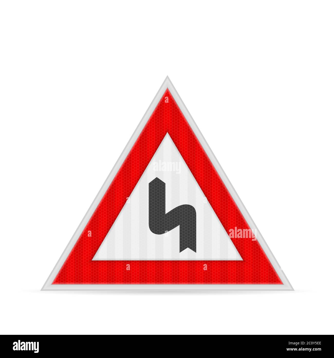 Double curve road sign on a white background. Vector illustration Stock