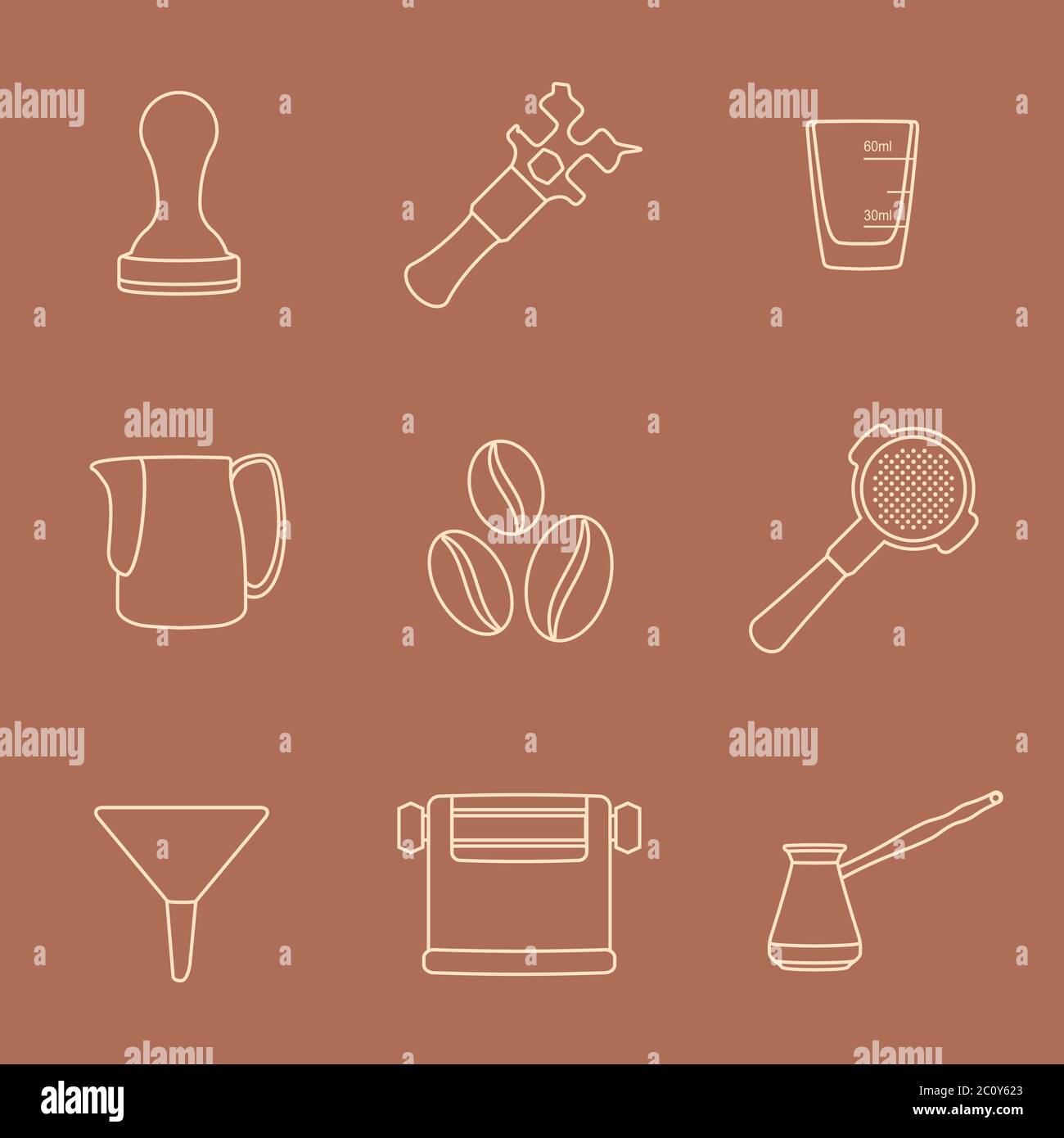 outline coffee barista instruments icons set Stock Photo - Alamy