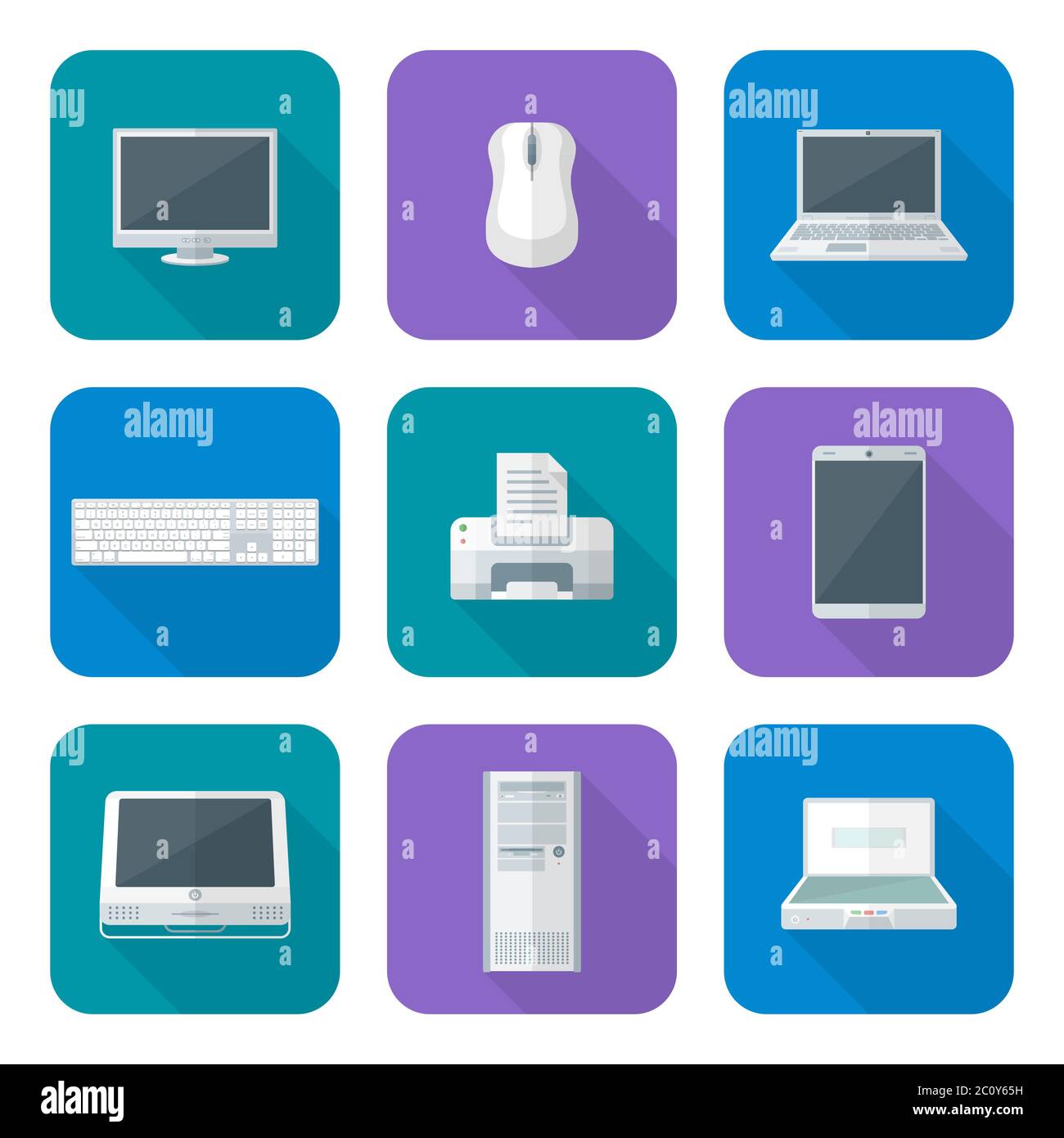 colored computer gadgets icons flat Stock Photo