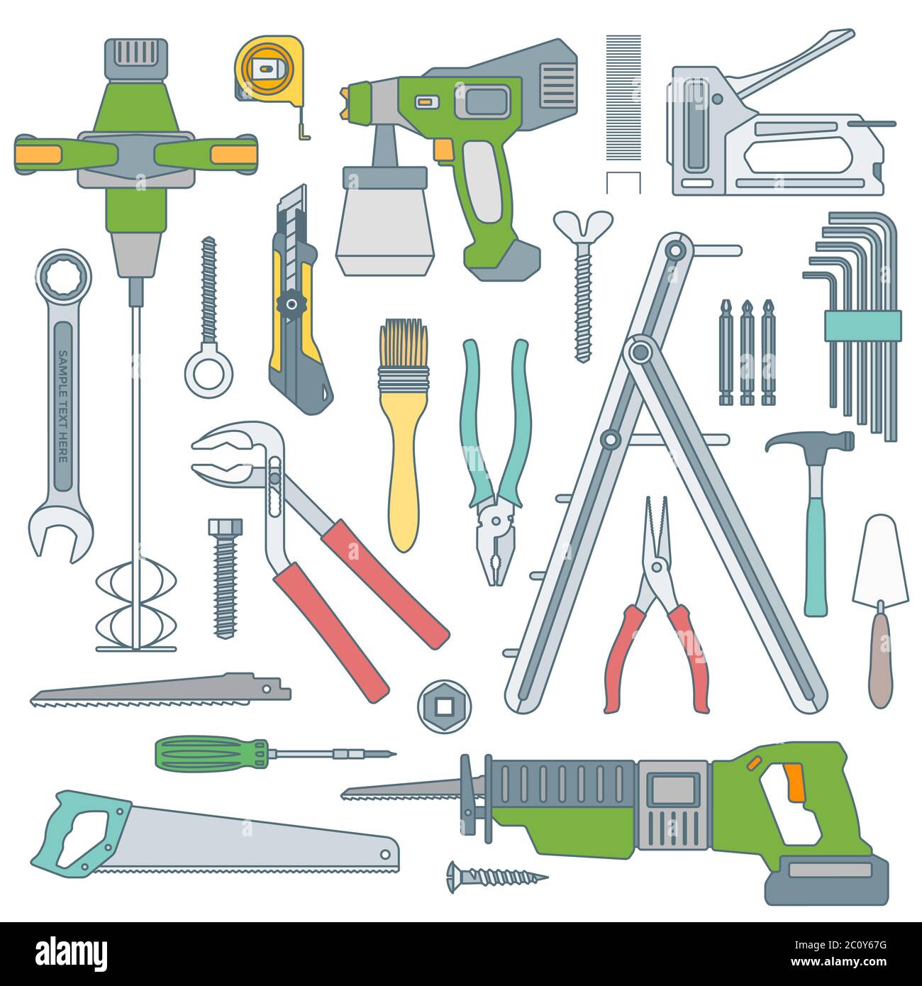 color outline various house remodel instruments set Stock Photo - Alamy