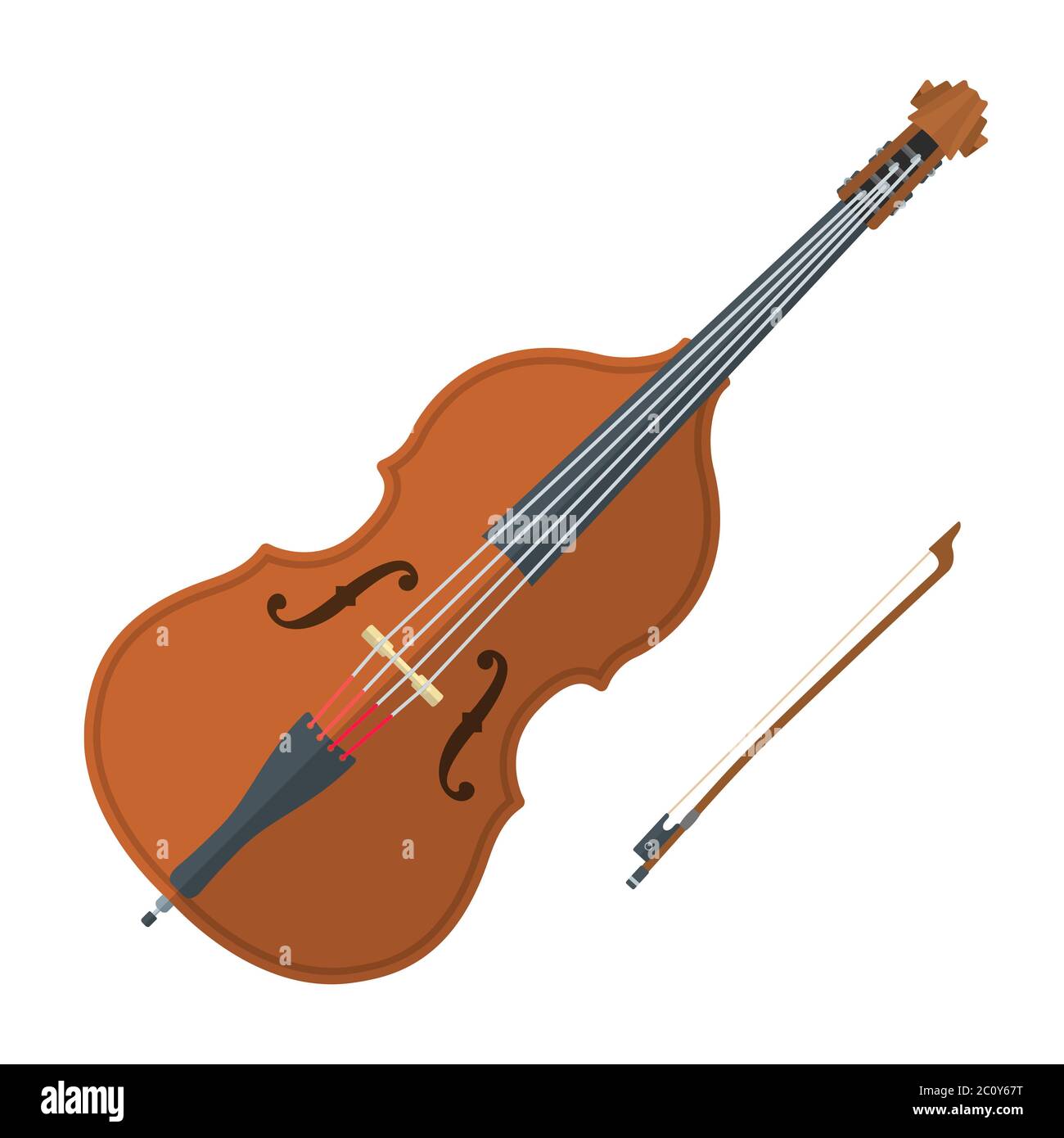 colored flat style contrabass music instrument illustration Stock Photo