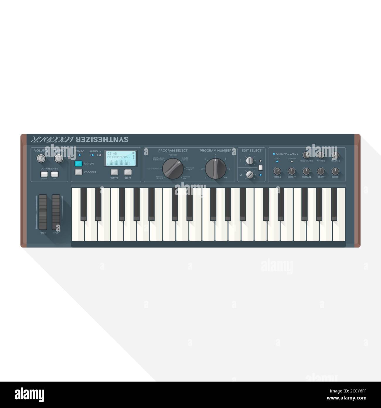 color flat style vector piano roll synthesizer vocoder Stock Photo - Alamy