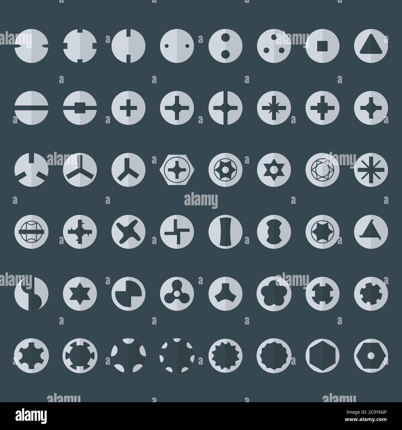 flat style various screw heads set Stock Photo Alamy