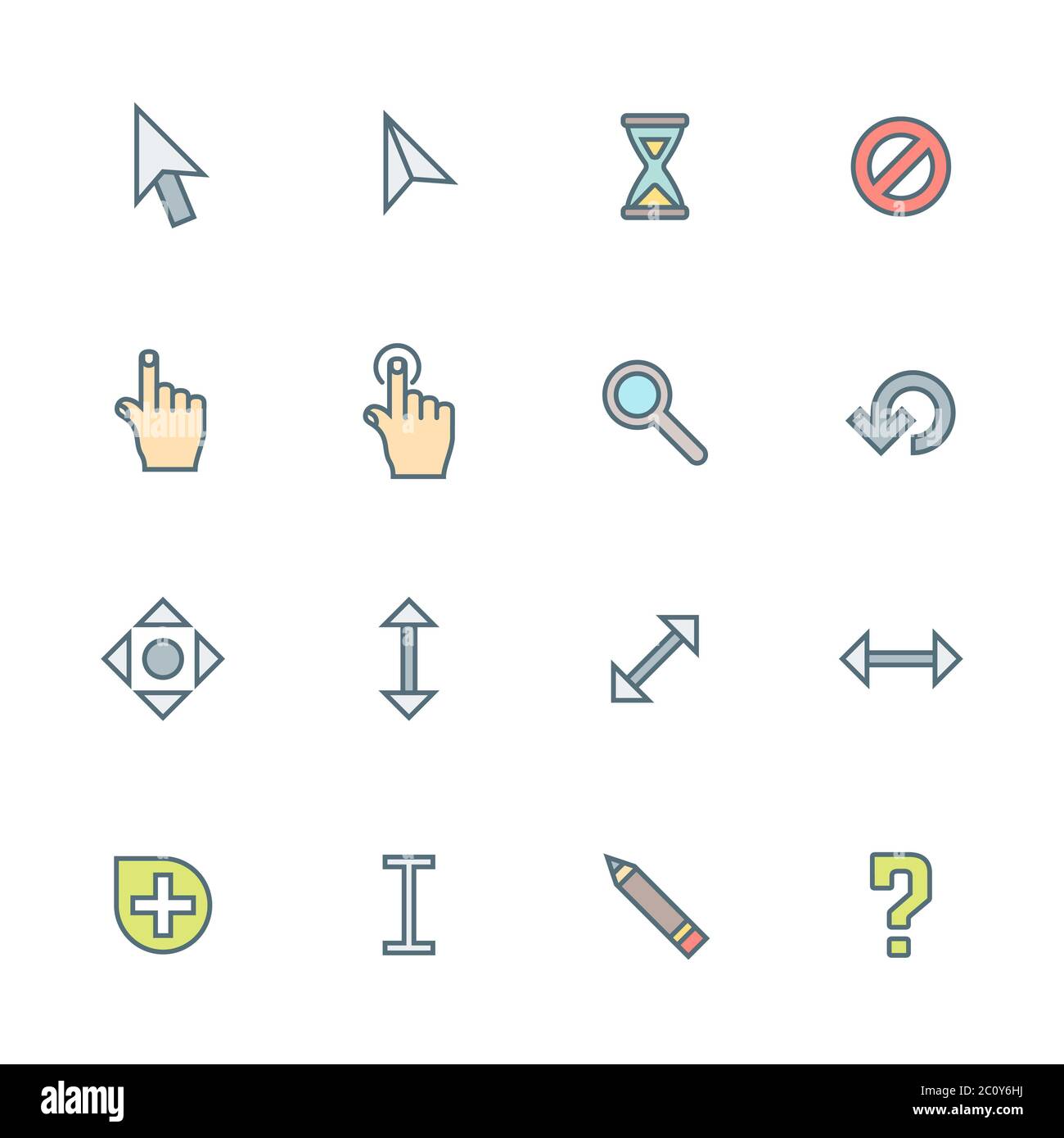 colored outline various cursors icons set Stock Photo - Alamy