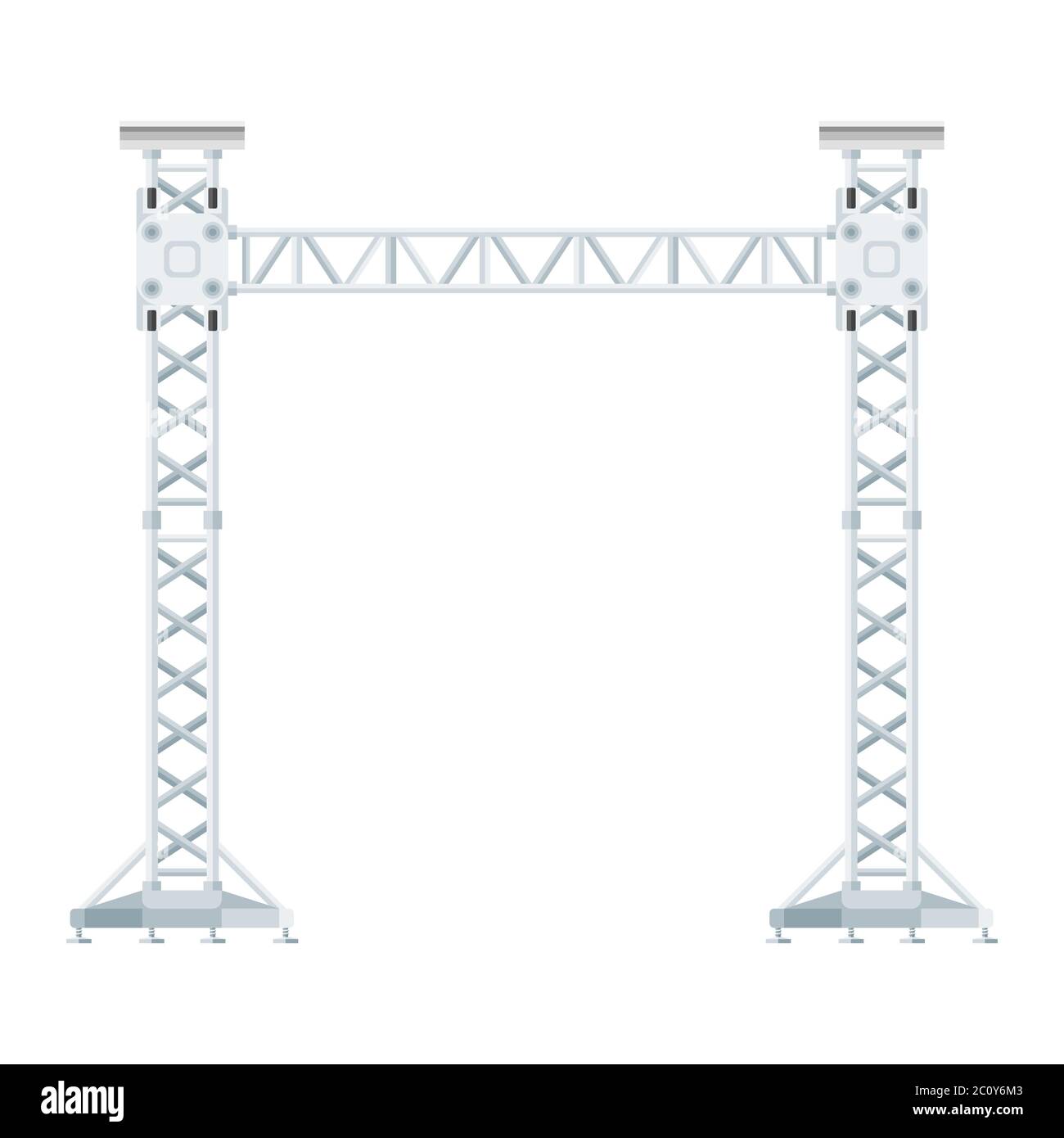 colored flat style truss tower lift construction illustration Stock Photo