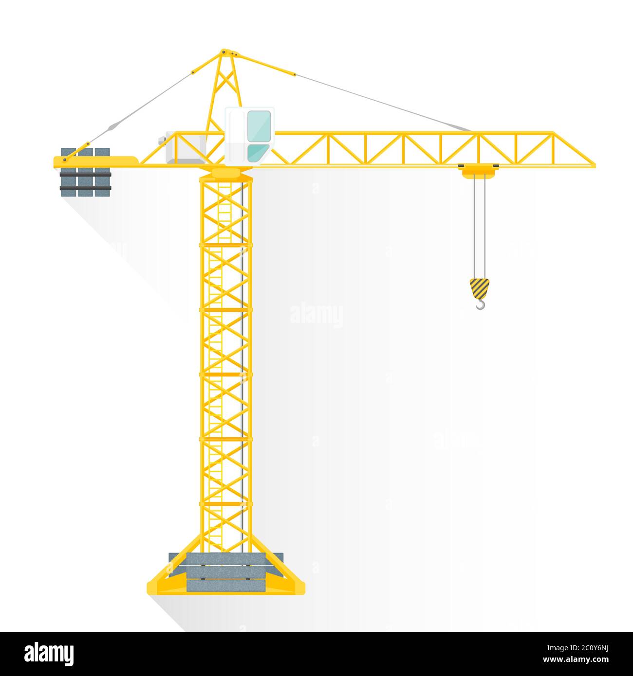 vector flat style yellow tower building crane illustration icon Stock ...